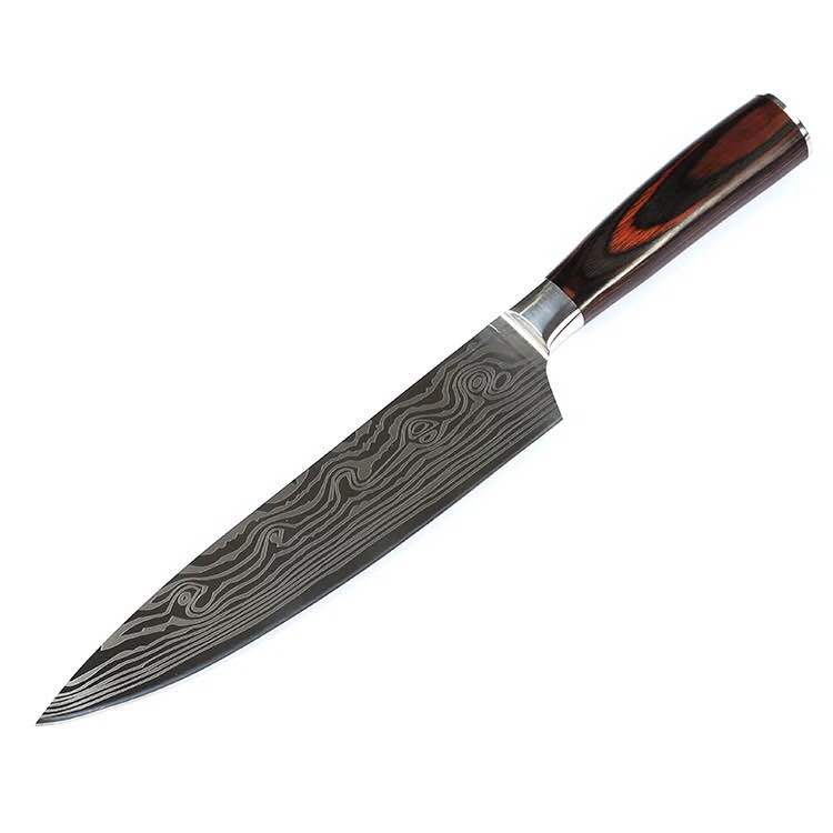 Lmitation Damascus Large Wave Pattern Color Wooden Handle