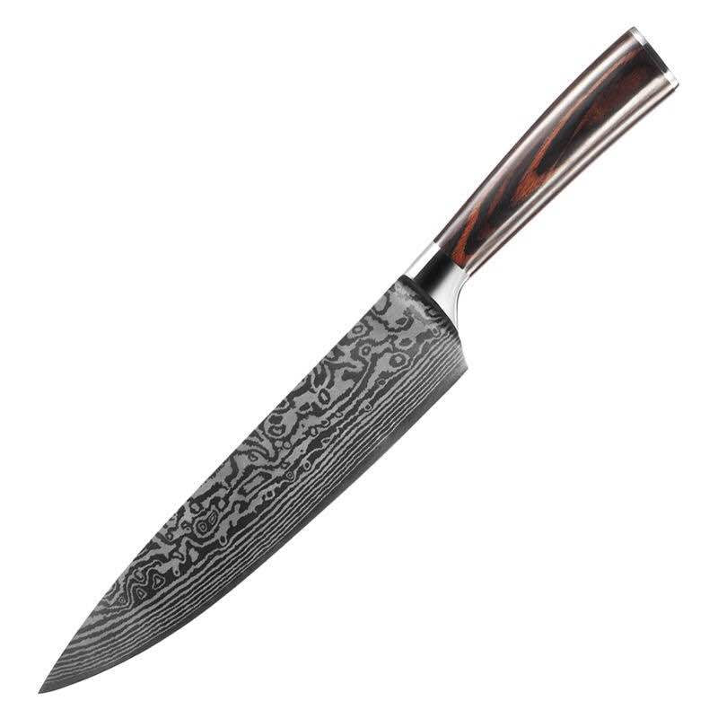 Lmitation Damascus Large Wave Pattern Color Wooden Handle